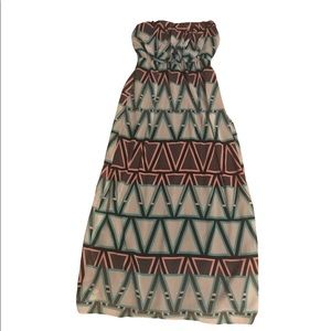 City Triangles Strapless Blouson  Geometric Pattern Maxi Dress Size Medium